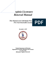 Virginia Licensure Renewal Manual: This Manual Is For Individuals Who Hold A Five-Year Renewable License