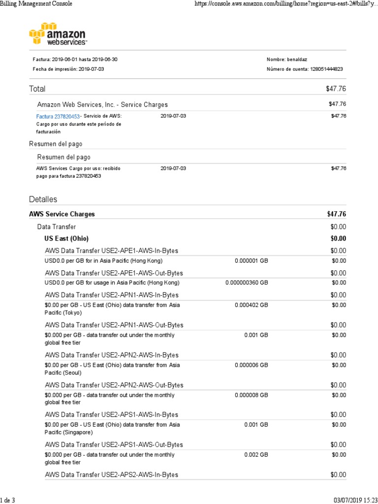 AWS Invoice Summary: June 2019 | PDF | Distributed Computing | Computer ...