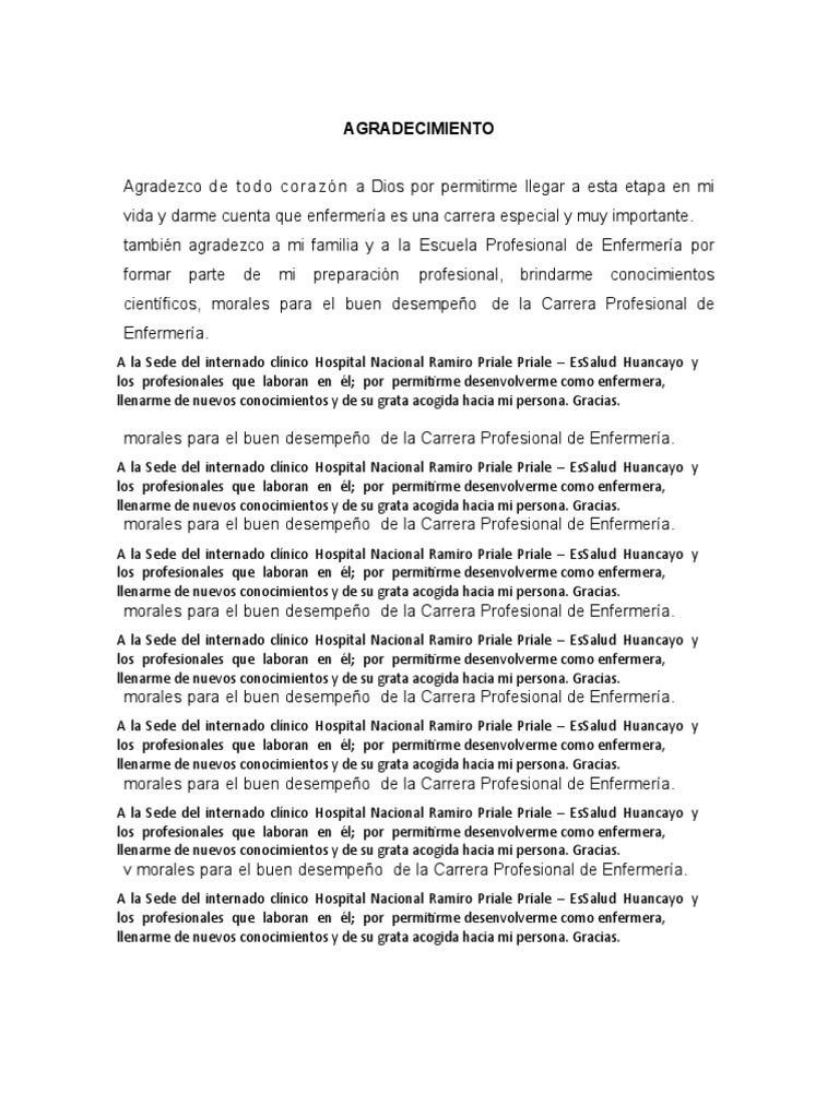 AGRADECIMIENTO | PDF | Enfermería | Cuidado de la salud
