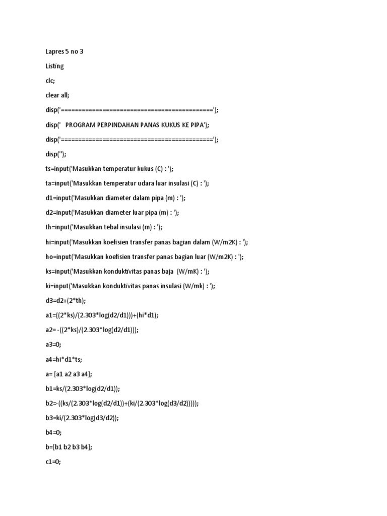 Heat Transfer Program for Pipes | PDF | Teaching Mathematics
