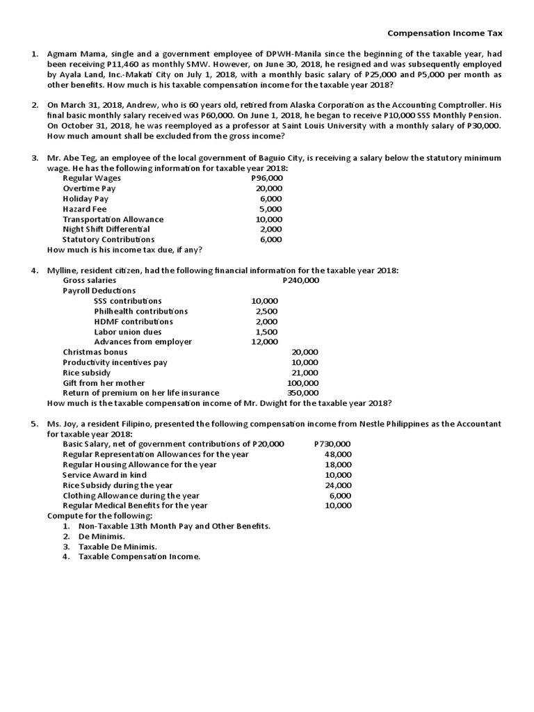 Taxable Compensation Income Guide | PDF | Payroll Tax | Salary
