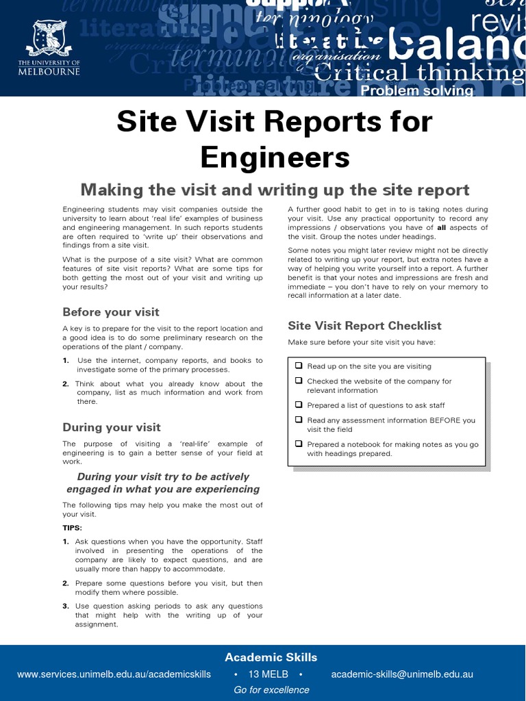 Site Visit Report Guide for Engineers | PDF