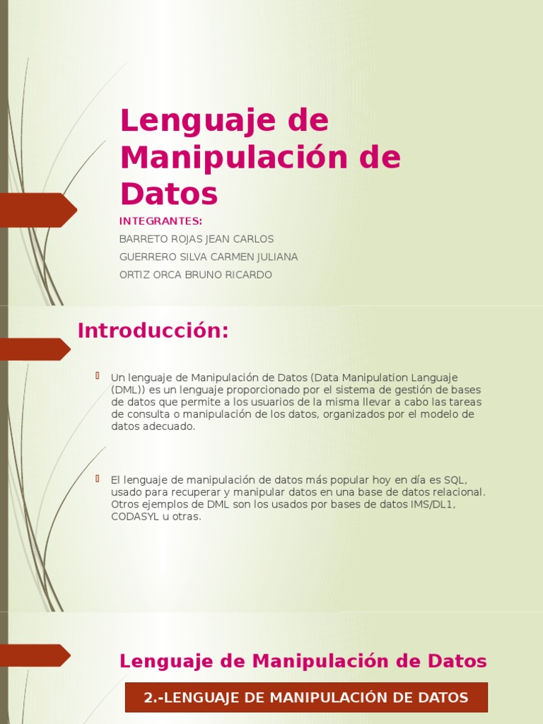 Lenguaje de Manipulación de Datos PDF SQL Bases de datos