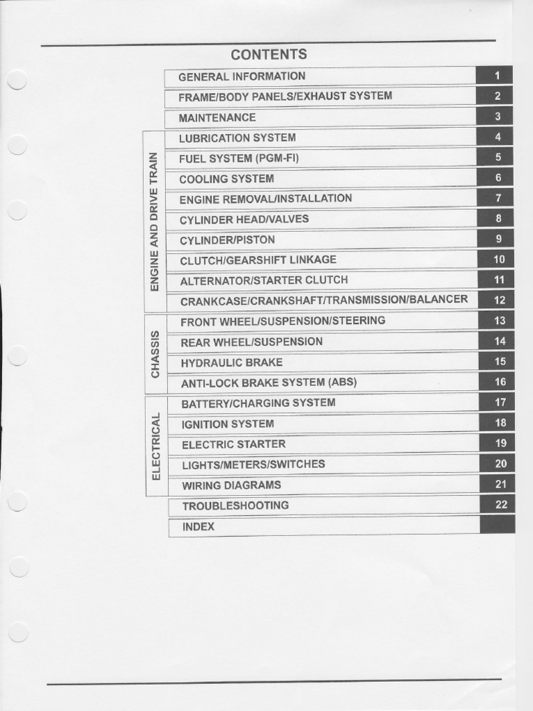 2011 HONDA CBR250R SERVICE MANUAL visual data 8