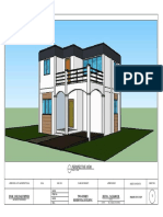 Perspective view of a two-storey residential building