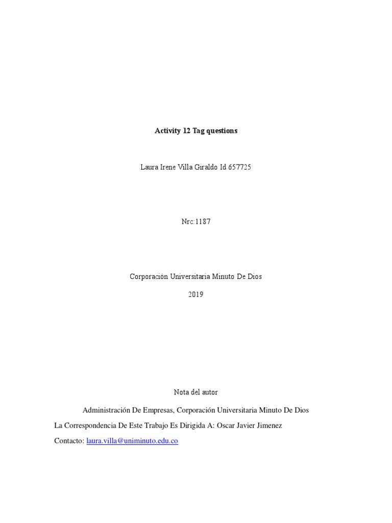 Tag Questions Examples and Exercises | PDF