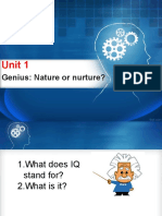 Unit 1: Genius: Nature or Nurture?