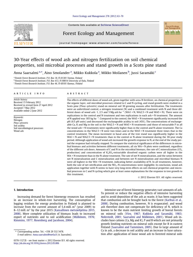 Wood Ash and Nitrogen Effects on Scots Pine | PDF | Soil | Materials