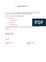 Member Termination Letter Template