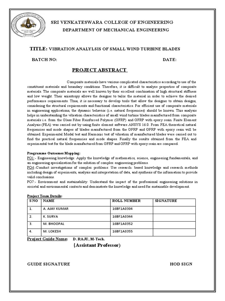 Vibration Analysis of Wind Turbine Blades | PDF | Fiberglass | Engineering
