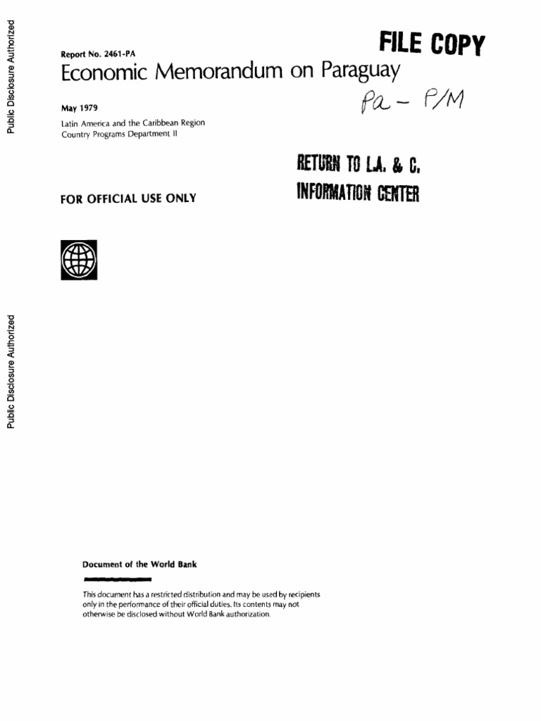 1979 Paraguay Country Memorandum Economic Growth Gross Domestic Product