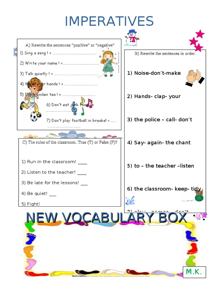 Classroom Rules and Imperatives Exercise | PDF | Sports & Recreation ...