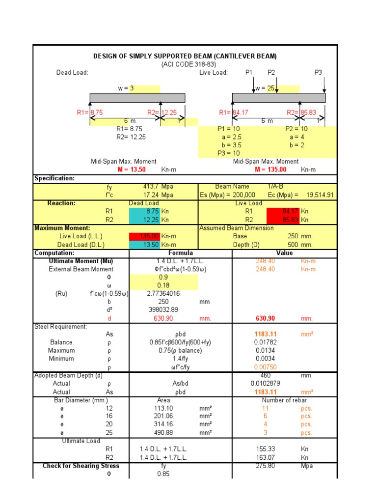 Simply Supported Cantilever Beam Design | PDF | Structural Engineering ...
