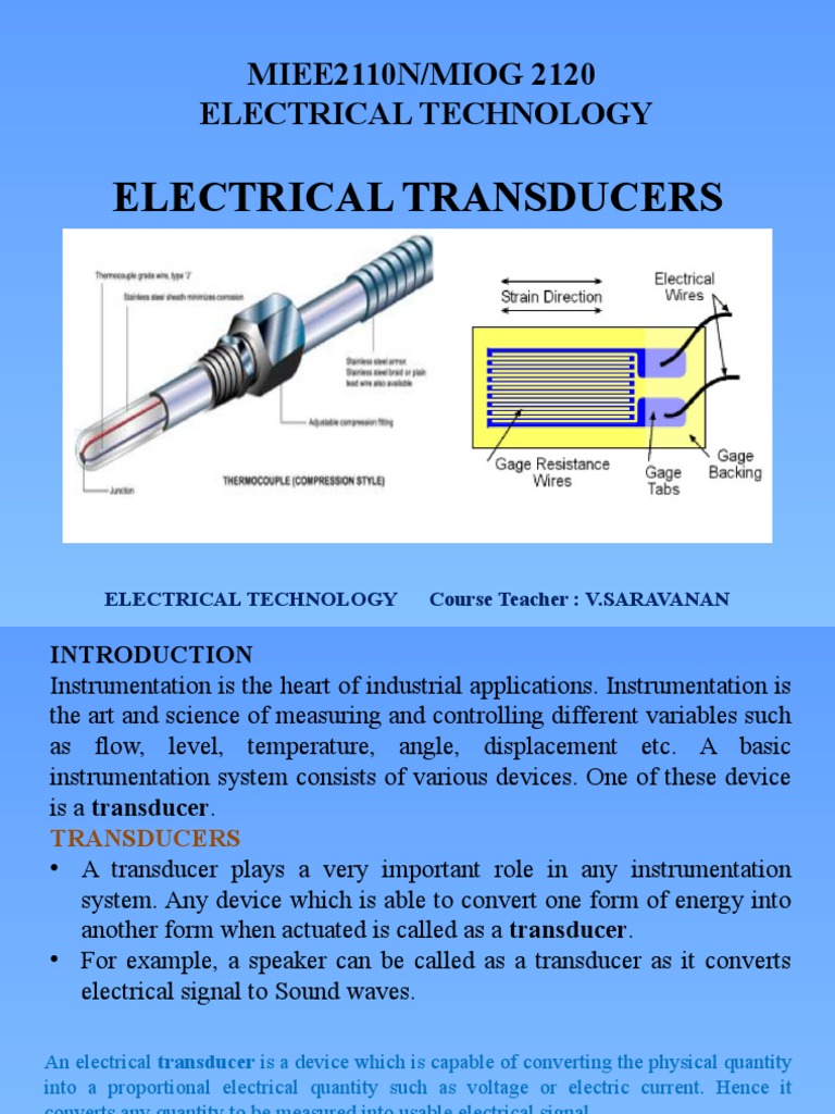 Overview of Electrical Transducers | PDF | Electrical Resistance And ...