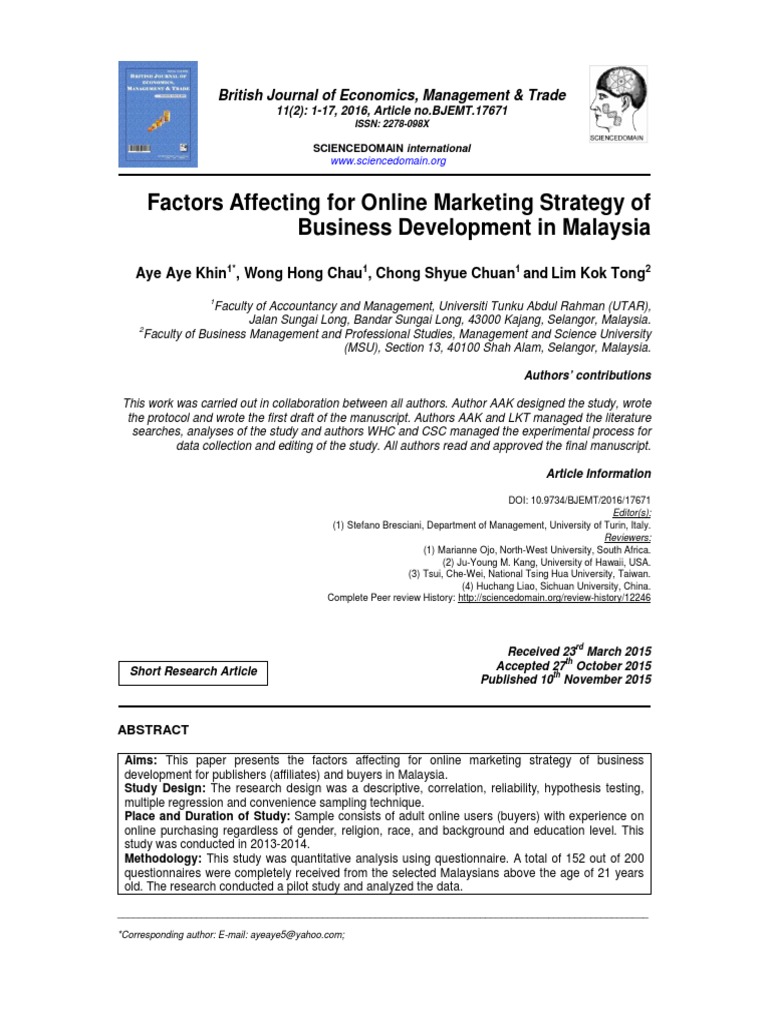 Factors Affecting For Online Marketing S | PDF | Likert Scale | Survey ...