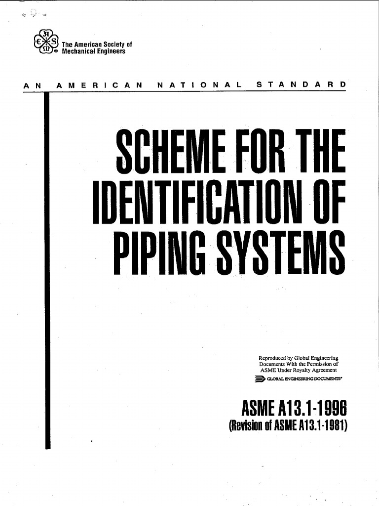 Asme a13 1 1996 scheme for the identification of piping systems pdf