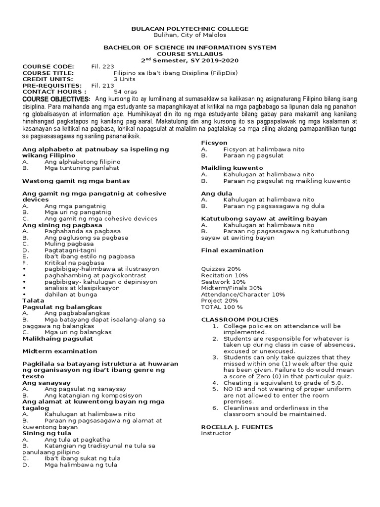 Fil 223 - Bsis 2a | PDF