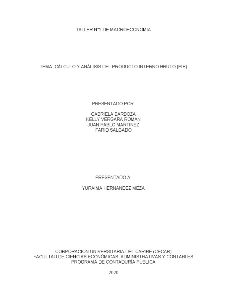 Análisis del PIB: Taller de Macroeconomía | PDF | Producto Interno ...