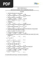 Chapter: Number Systems 1 Topics Covered: Classification, Indices, Divisibility Rules, Power Cycle Class Work