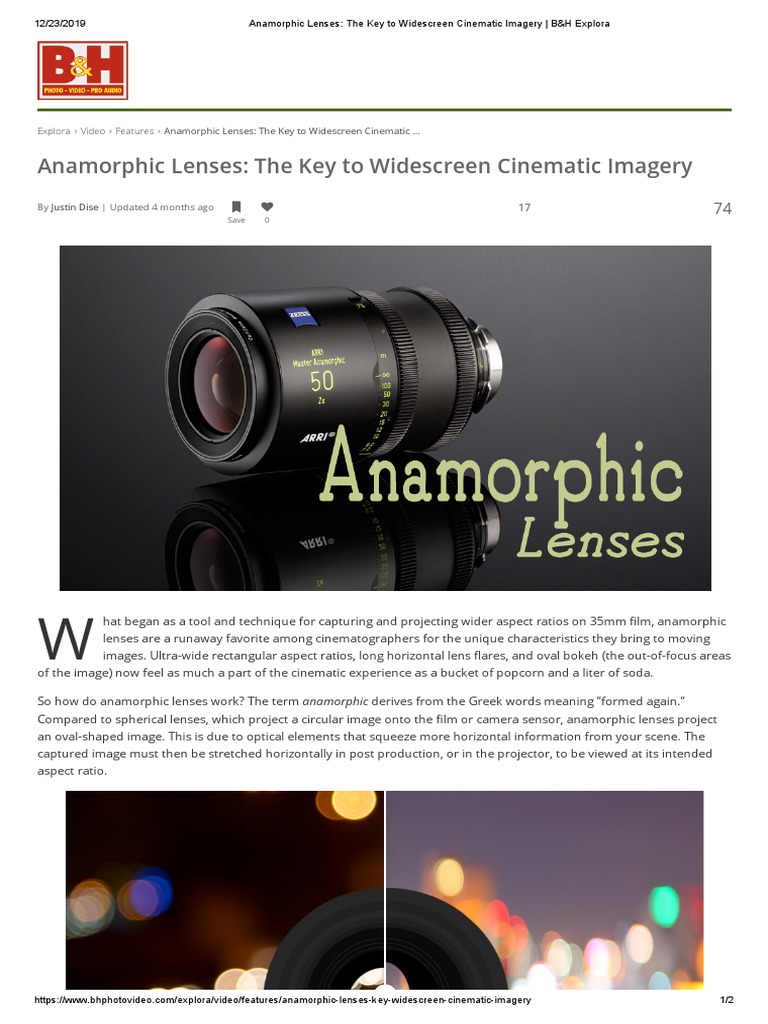 Anamorphic Lenses for Cinematic Widescreen | PDF | Film And Video ...