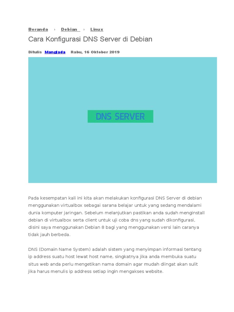 Konfigurasi DNS Server di Debian | PDF | Griya & Taman | Komputer