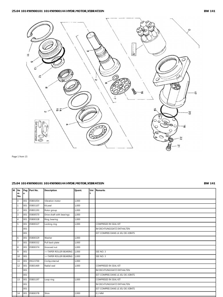 Hydraulic Vibration Motor Parts List | PDF | Rotating Machines ...