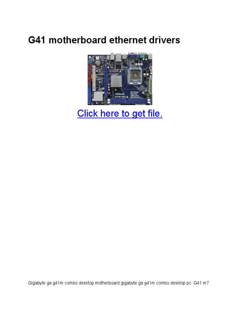 G41 Motherboard Ethernet Drivers Personal Computing Microcomputers