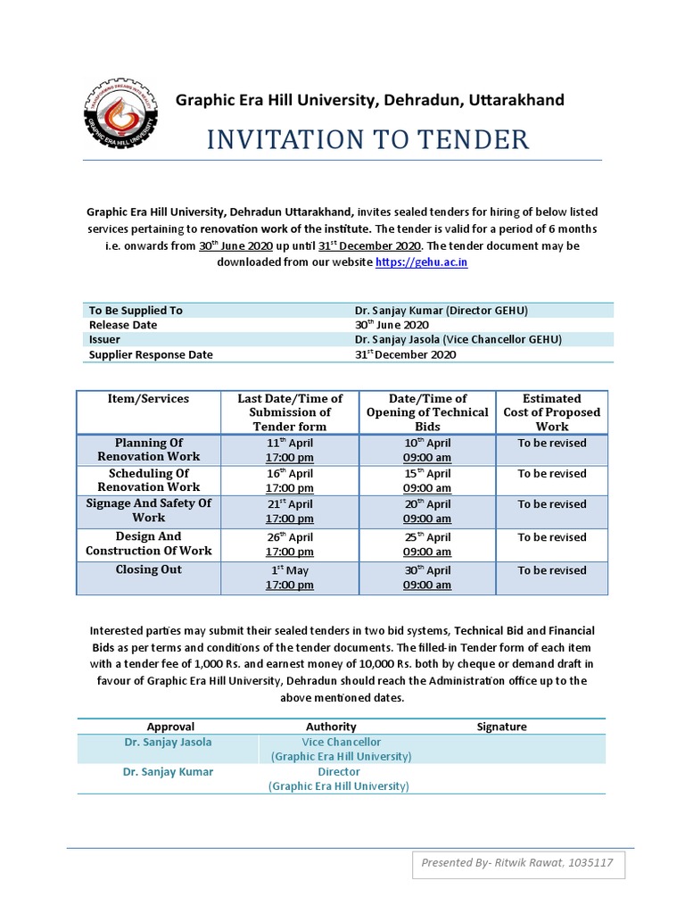 Invitation To Tender PDF Business