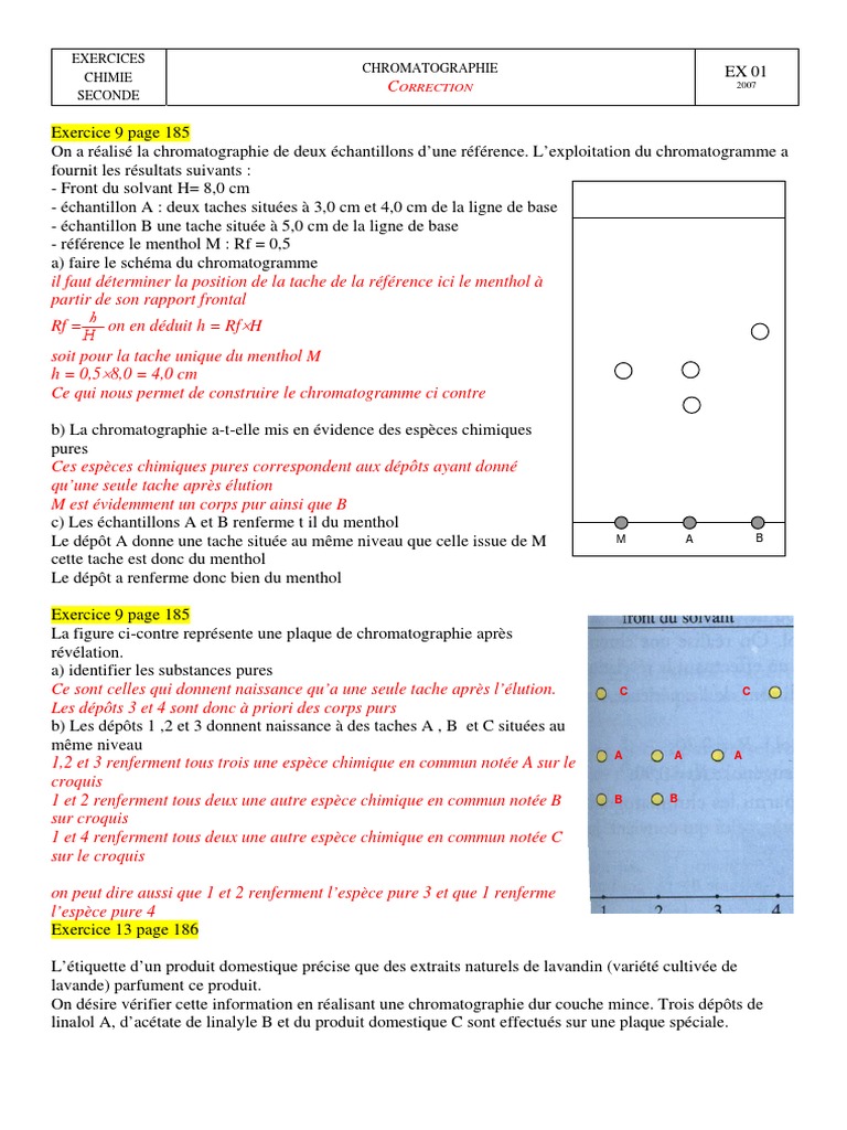 Tp Synthèse De L Acétate De Linalyle Corrigé TD Chromato CCM | PDF | Lavande | Chromatographie