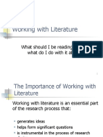 Working With Literature: What Should I Be Reading and What Do I Do With It All?