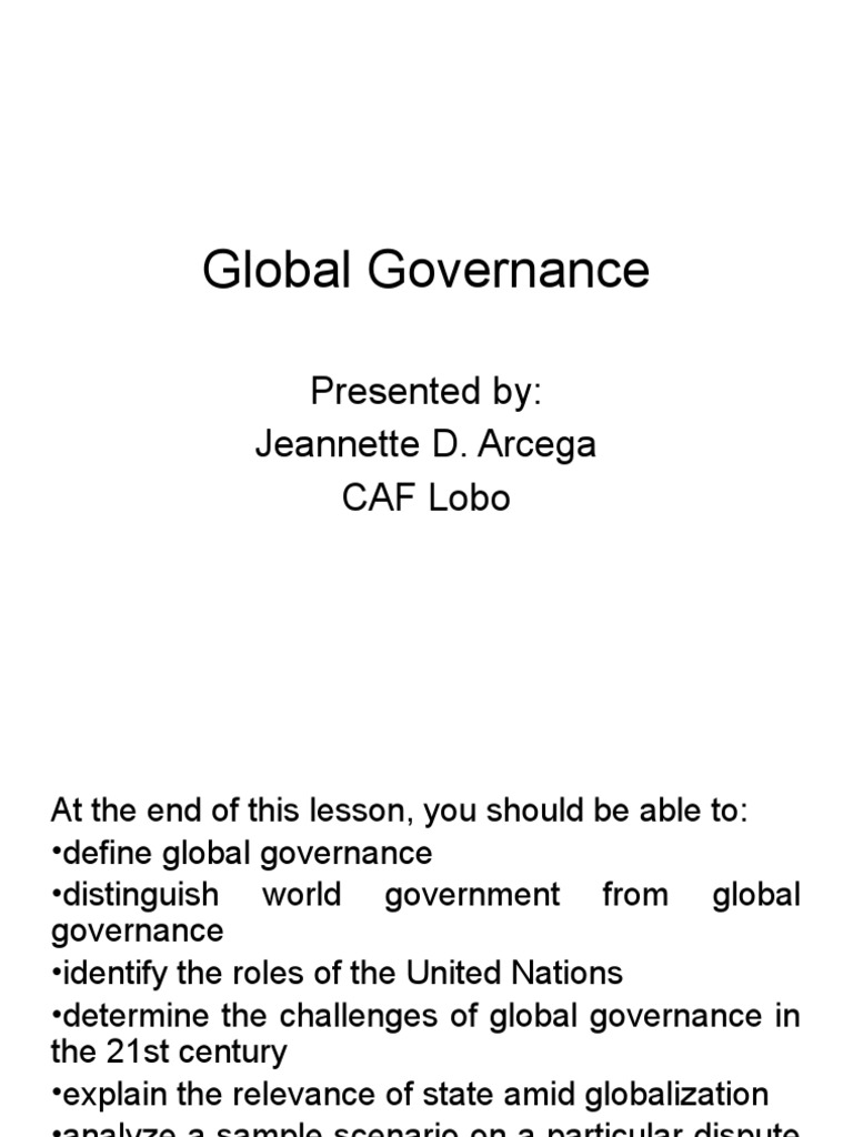 Challenges of Global Governance Today | PDF | Global Governance ...