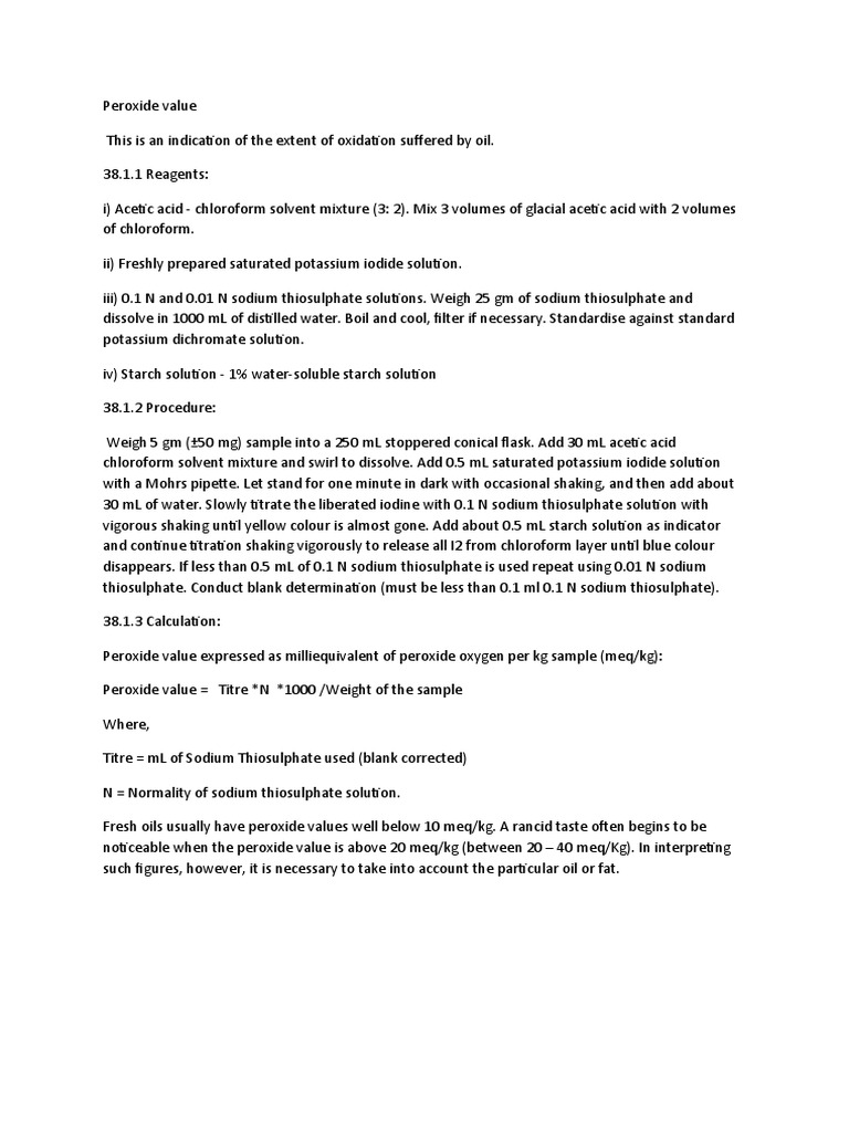 Peroxide Value PDF Titration Chemistry