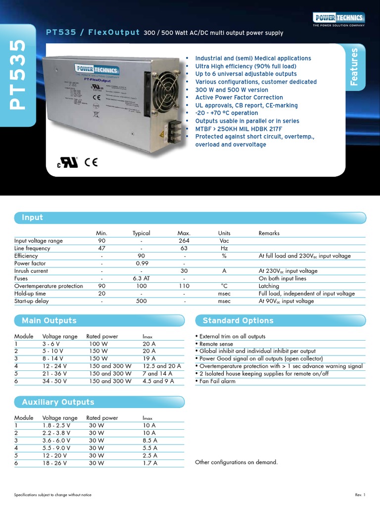 PT535 Rev 1 PDF | PDF | Electrical Connector | Power Supply