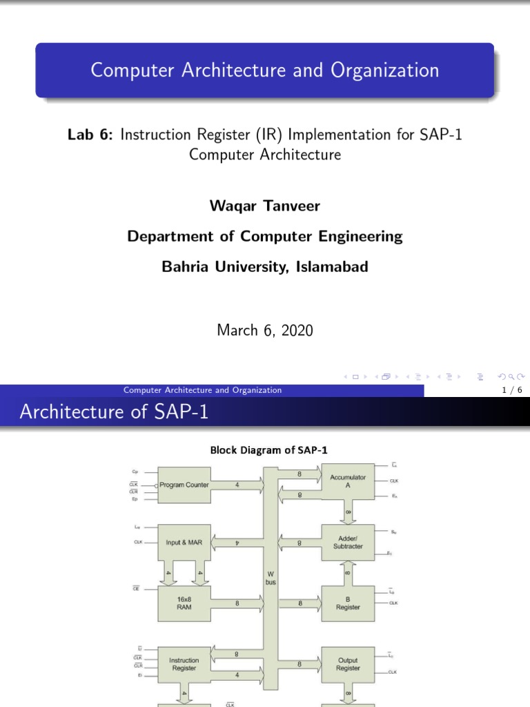 Computer Architecture and Organization: Lab 6: Instruction Register (IR ...