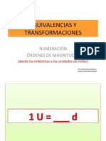 EQUIVALENCIAS Y TRANSFORMACIONES DESDE LA MILEìSIMA A LA UNIDAD DE MILLAR