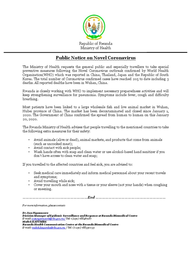 21 January 2020 Public Notice On Coronavirus | PDF | Pneumonia | Public ...