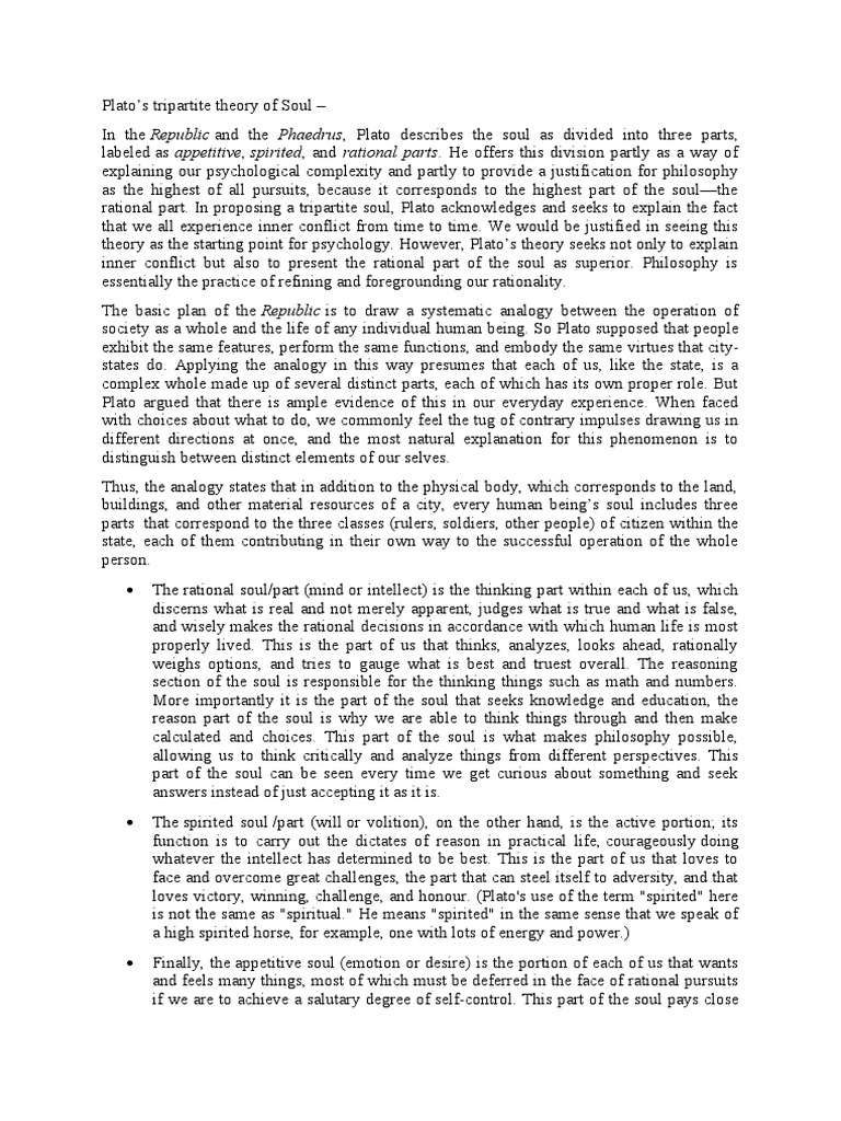 Plato's Tripartite Theory of Soul | PDF | Soul | Plato