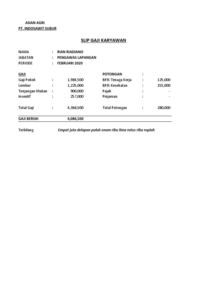 Slip Gaji Asian Agri