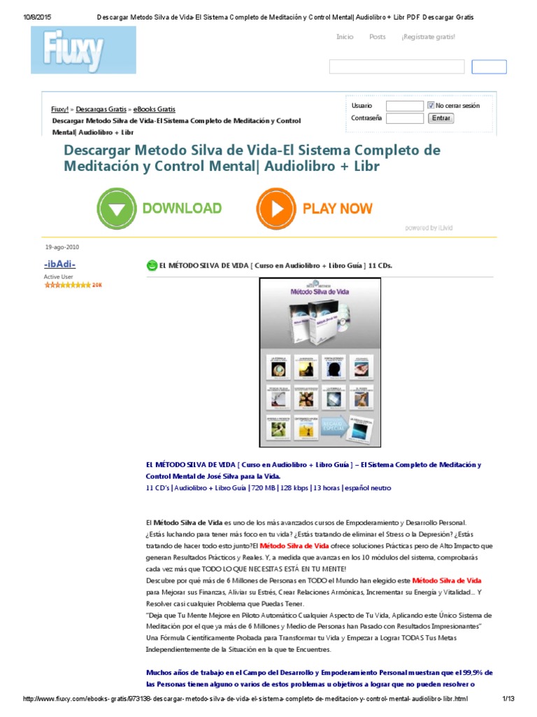 Descargar Metodo Silva De Vida El Ssdistema Completo De Meditacion Y Control Mental Audiolibro Libr Pdf Descargar Gratis Mente Estres Biologia