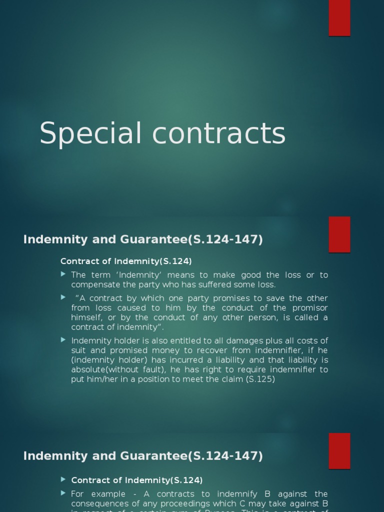 Special Contracts | PDF | Guarantee | Indemnity