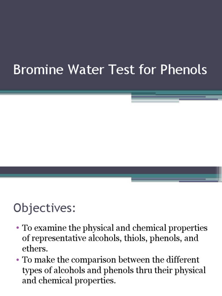 Bromine Water Test For Phenols PDF