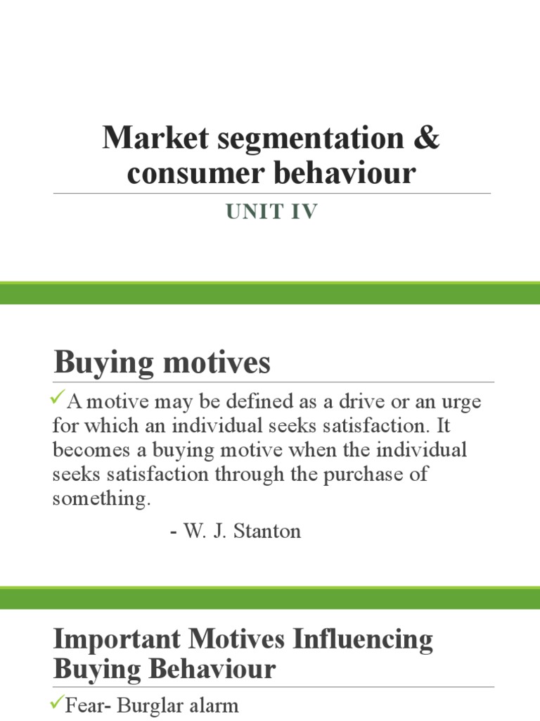Market Segmentation & Consumer Behaviour: Unit Iv | PDF | Business