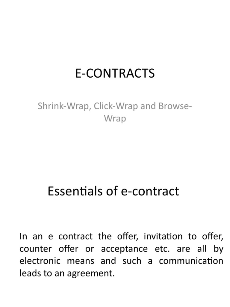 EContracts ShrinkWrap, ClickWrap and BrowseWrap PDF Terms Of Service sites