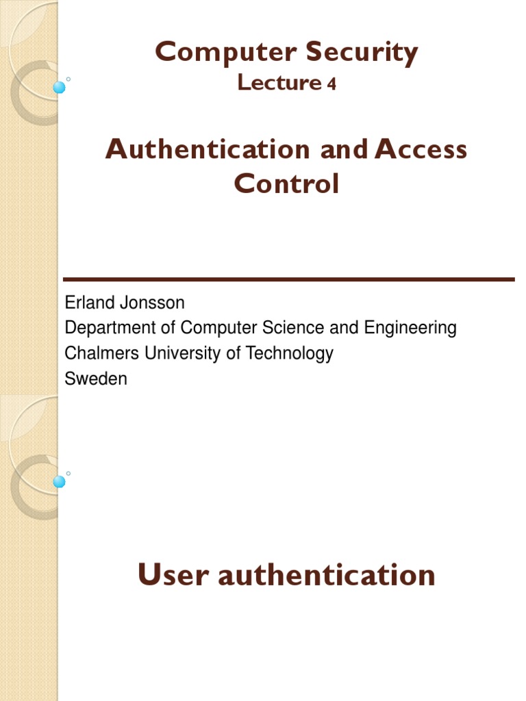 L04 Authentication and Access Control PDF Authentication Access