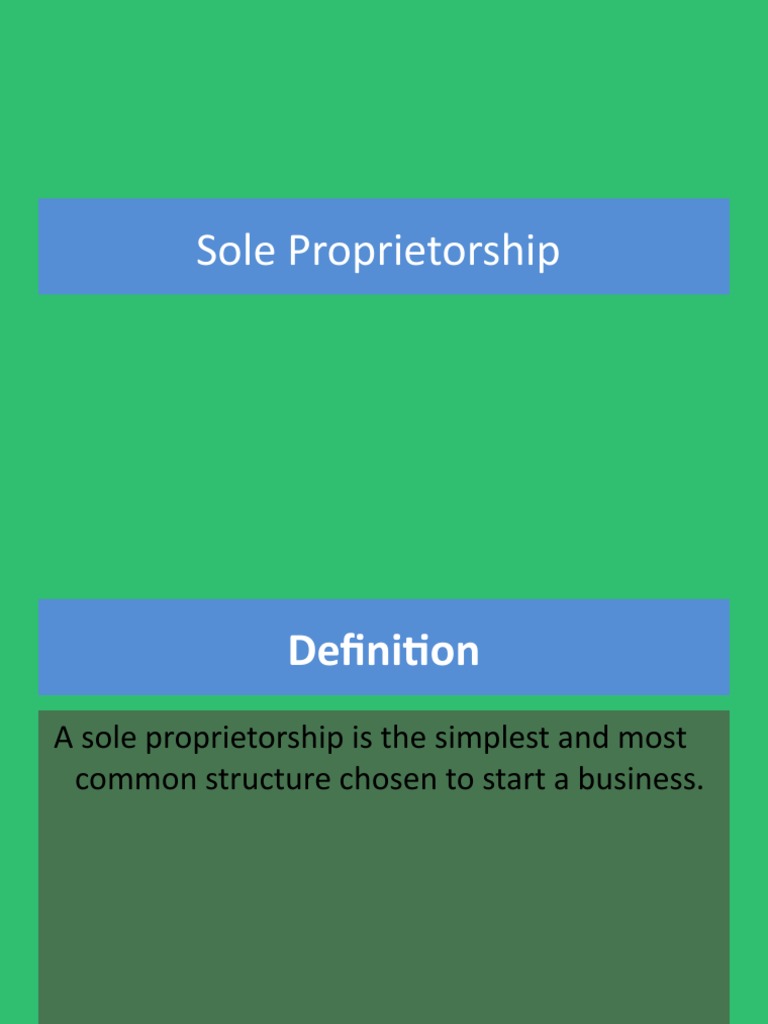 Sole Proprietorship Presentation PDF Sole Proprietorship Legal