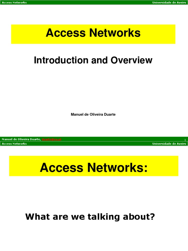 Access Networks: Introduction and Overview | PDF | Node (Networking ...