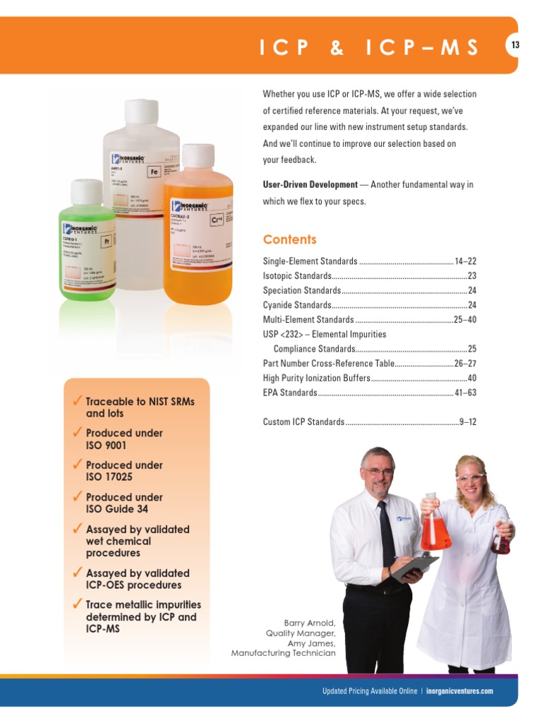 ICP ICP MS Standards PDF Metals Platinum