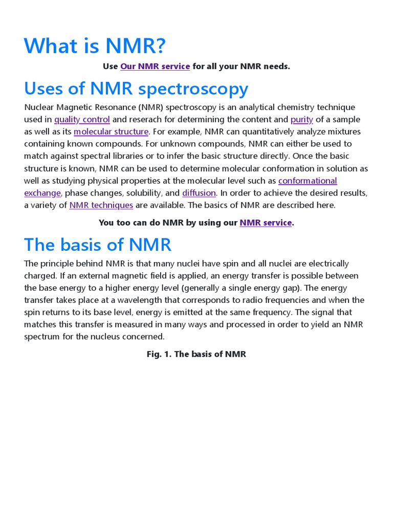 Uses of NMR Spectros PDF Nuclear Resonance Nuclear