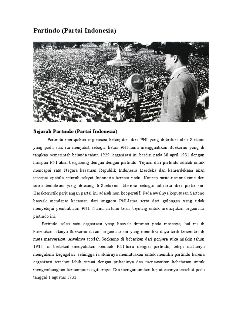 Sejarah Pergerakan Nasional Indonesia Masa Partindo | PDF | Politik