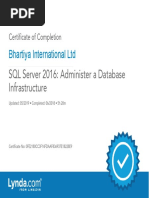 SQLServer2016 AdministeraDatabaseInfrastructure CertificateOfCompletion